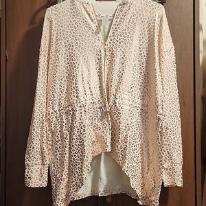 Zuda Pink Metallic Leopard Print Zip Oversized Jacket Cinch Waist NWOT